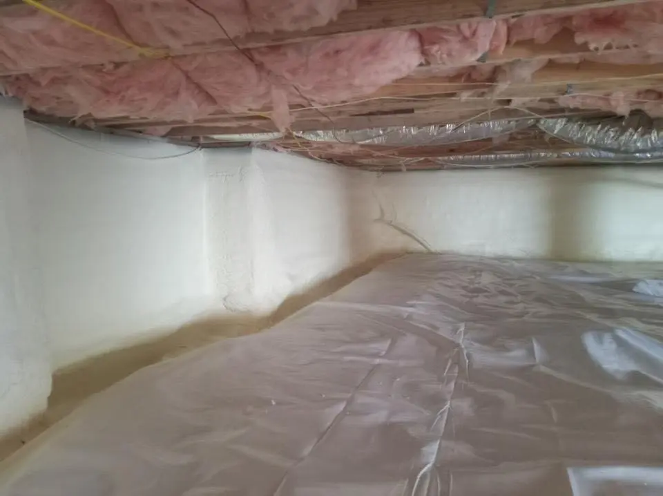 Crawl space encapsulation with closed-cell spray foam for Roof Leak Repair in Oberlin